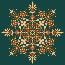 Victorian Ornament (Terra-Brown on D-Marine) - Mosaic Tile Art