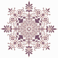 Victorian Ornament (Pink-Violet on White) - Mosaic Tile Art